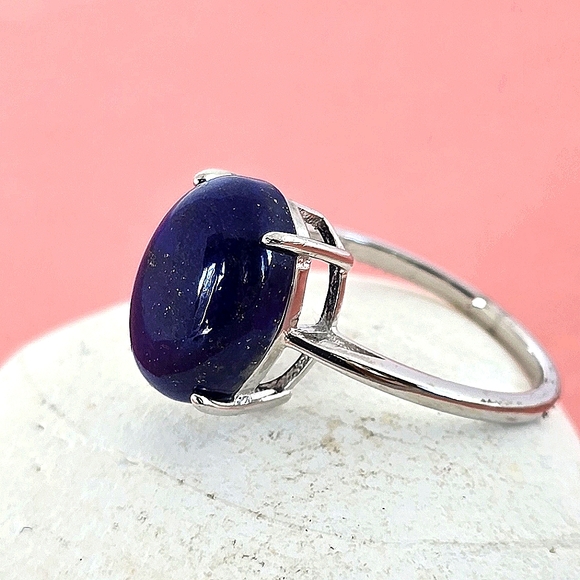 Natural Lapis Lazuli 925 Sterling Silver Ring - Picture 6 of 8
